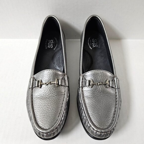 SAS Shoes Womens 8.5 Slim Pewter Metro Slip On Comfort Horsebit Loafers AAA - Picture 6 of 11